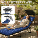 Outsunny Folding Sun Lounger, Sunbed With Canopy, Dark Blue