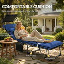 Outsunny Folding Sun Lounger, Sunbed With Canopy, Dark Blue