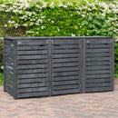 2.15m x 1.16m Outdoor Wooden Garden Triple Wheelie Bin Store Storage for 3 Bins in Dark Grey