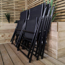 Outdoor 6 Person Rectangular Glass Top Garden Dining Table Chairs With Grey Havana Parasol and Base Set