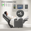 HOMCOM Overstuffed Riser and Reclining Chair with USB Ports, Remote