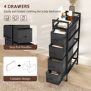 HOMCOM Narrow 4 Drawer Dresser with Steel Frame, Chest of Drawers, Black
