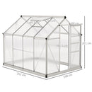 Outsunny Walk-In Polycarbonate Greenhouse Plant Grow Galvanied Aluminium