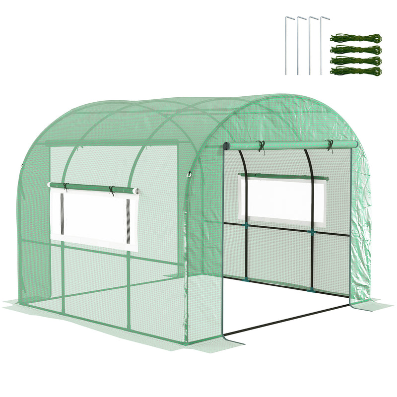 Outsunny Polytunnel Greenhouse With Doors And Mesh Windows