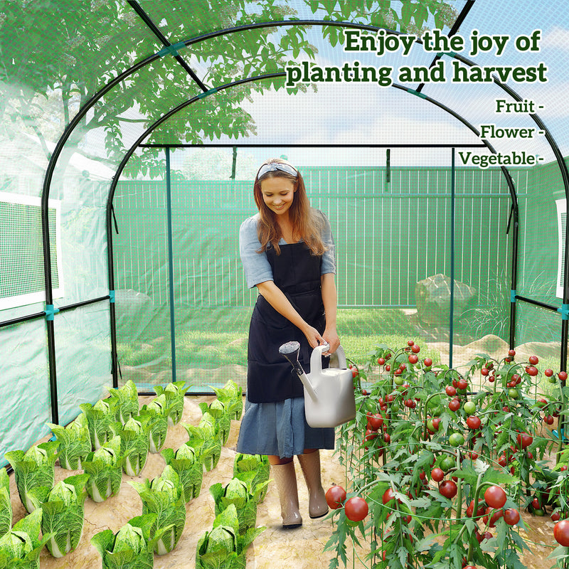 Outsunny Polytunnel Greenhouse With Doors And Mesh Windows