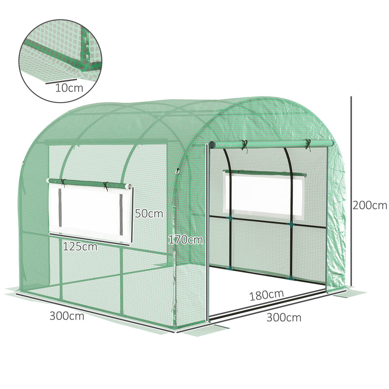 Outsunny Polytunnel Greenhouse With Doors And Mesh Windows