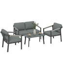 Outsunny 4 Seater Aluminium Garden Furniture Set, Outdoor Patio Furniture