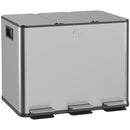 HOMCOM 3 x 20L Triple Kitchen Bin Pedal Bin for Recycling and Waste