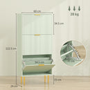 HOMCOM Slim Shoe Storage Cabinet with 3 Flip Drawers for Hallway, Light Green