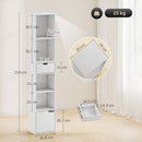 HOMCOM Narrow Bookshelf with Drawer, Tall Bookcase for Living Room, White