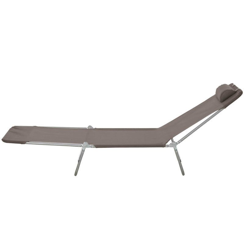 Outsunny Adjustable Sun Bed Lounger - Coffee Brown