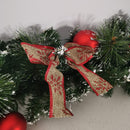 Premier 180cm (6ft) Festive Red Dressed Christmas Garland With Bows And Red Baubles