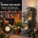 Outsunny 5 Tiers Outdoor Water Fountain with LED Lights for Garden, Mixed