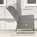 Outsunny Recliner Rattan Garden Furniture w/ Two-tier Table, Light Grey