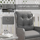 Outsunny Recliner Rattan Garden Furniture w/ Two-tier Table, Light Grey