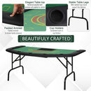 HOMCOM 7-Player Folding Poker Table, Chip Tray, Cup Holders, 182 X 91 Cm