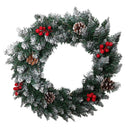 45cm Snow Tipped Christmas Wreath with Pine Cones and Red Berries