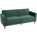HOMCOM Green Convertible Sofa Futon Velvet-Touch Tufted Couch Sofa Bed
