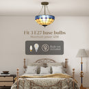 HOMCOM Ceiling Light, Vintage Tiffany Style Chandelier With 3 E27 Sockets