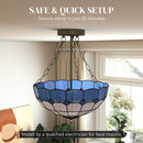 HOMCOM Ceiling Light, Vintage Tiffany Style Chandelier With 3 E27 Sockets