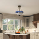 HOMCOM Ceiling Light, Vintage Tiffany Style Chandelier With 3 E27 Sockets