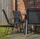 Outdoor 4 Person Rectangular Glass Top Garden Dining Table Chairs With Grey Havana Parasol and Base Set