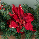 1.8m (6ft) Deluxe Christmas Garland with Red and Gold Poinsettias