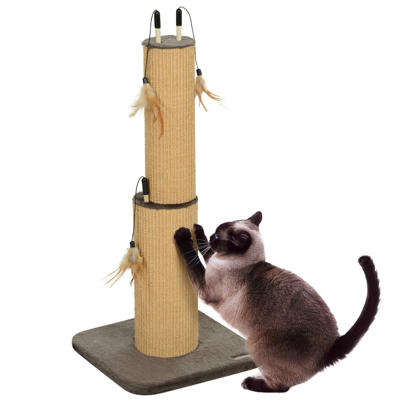 PawHut 78cm Tall Cat Scratching Post With 3 Toy Feathers