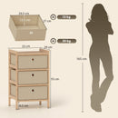 HOMCOM Chest of Drawers, 3 Drawers Dresser with Bamboo Frame, Cream White