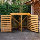 1.33m x 1.25m Large Wooden Outdoor Garden Double Wheelie Bin Store Storage for 2 Bins