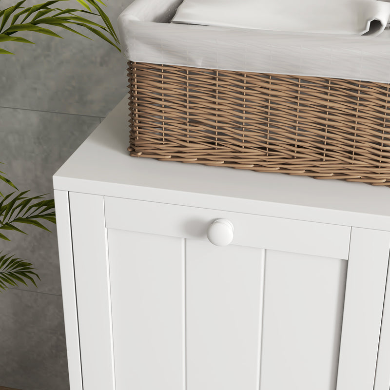 kleankin Tilt-out Laundry Storage Cabinet with 2 Compartment Hampers, White