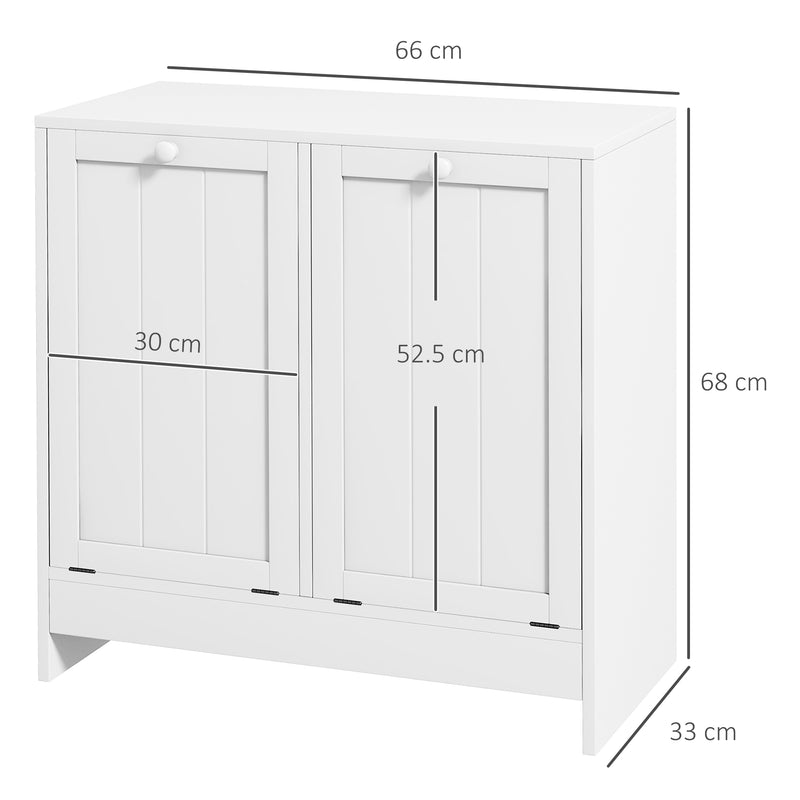 kleankin Tilt-out Laundry Storage Cabinet with 2 Compartment Hampers, White