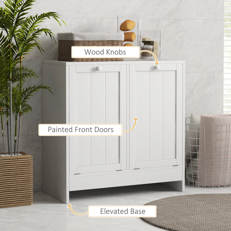 kleankin Tilt-out Laundry Storage Cabinet with 2 Compartment Hampers, White