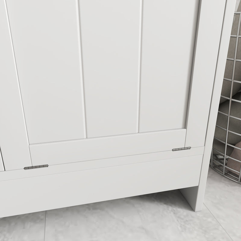 kleankin Tilt-out Laundry Storage Cabinet with 2 Compartment Hampers, White