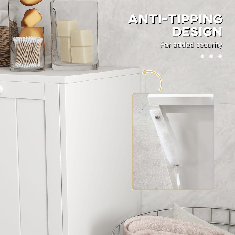 kleankin Tilt-out Laundry Storage Cabinet with 2 Compartment Hampers, White