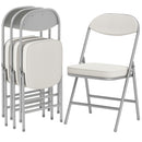 HOMCOM Folding Chairs Set of 4 with Cushioned Seat, Steel Frame, Off-White