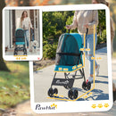 PawHut Foldable Dog Stroller with Mesh Windows for Mini Dogs, Dark Green