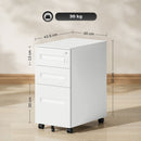 Vinsetto Lockable Mobile Filing Cabinet w/ 3 Drawers 30 x 43.5 x 60 cm
