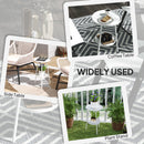 Outsunny Round Garden Table, 2-Tier Metal Patio Table Coffee Table, White