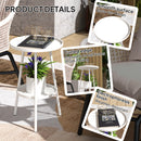 Outsunny Round Garden Table, 2-Tier Metal Patio Table Coffee Table, White