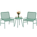 Outsunny Rattan Bistro Set with 2 Chairs & Round Table for Patio, Green