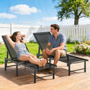 Outsunny Sun Loungers Set of 2, 5-Level Reclining Sunbeds, Black