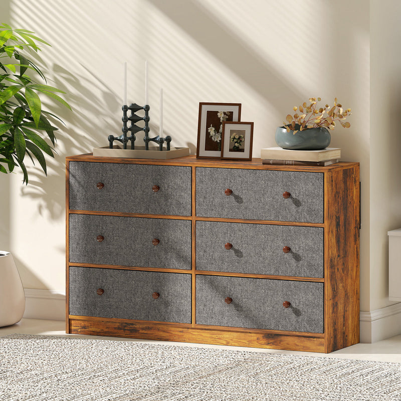 HOMCOM Chest of Drawers, 6 Drawer Dresser for Bedroom