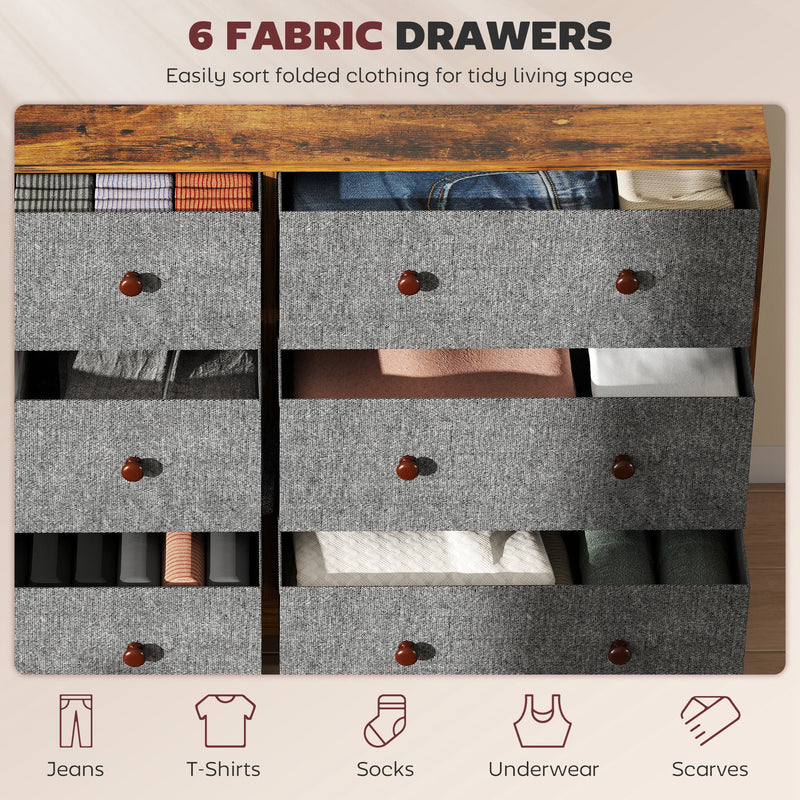HOMCOM Chest of Drawers, 6 Drawer Dresser for Bedroom