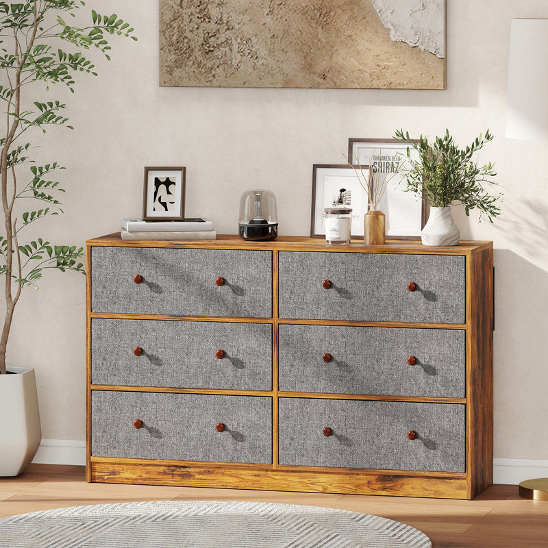 HOMCOM Chest of Drawers, 6 Drawer Dresser for Bedroom