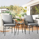 Outsunny Rattan Bistro Set, Balcony Table and Chairs with 4 Cushions, Grey