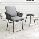 Outsunny Rattan Bistro Set, Balcony Table and Chairs with 4 Cushions, Grey
