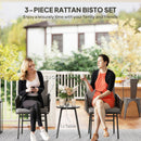 Outsunny Rattan Bistro Set, Balcony Table and Chairs with 4 Cushions, Grey