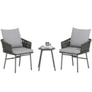 Outsunny Rattan Bistro Set, Balcony Table and Chairs with 4 Cushions, Grey