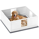 PawHut Dog Whelping Box with Whelping Pad, Adjustable Entrance - White